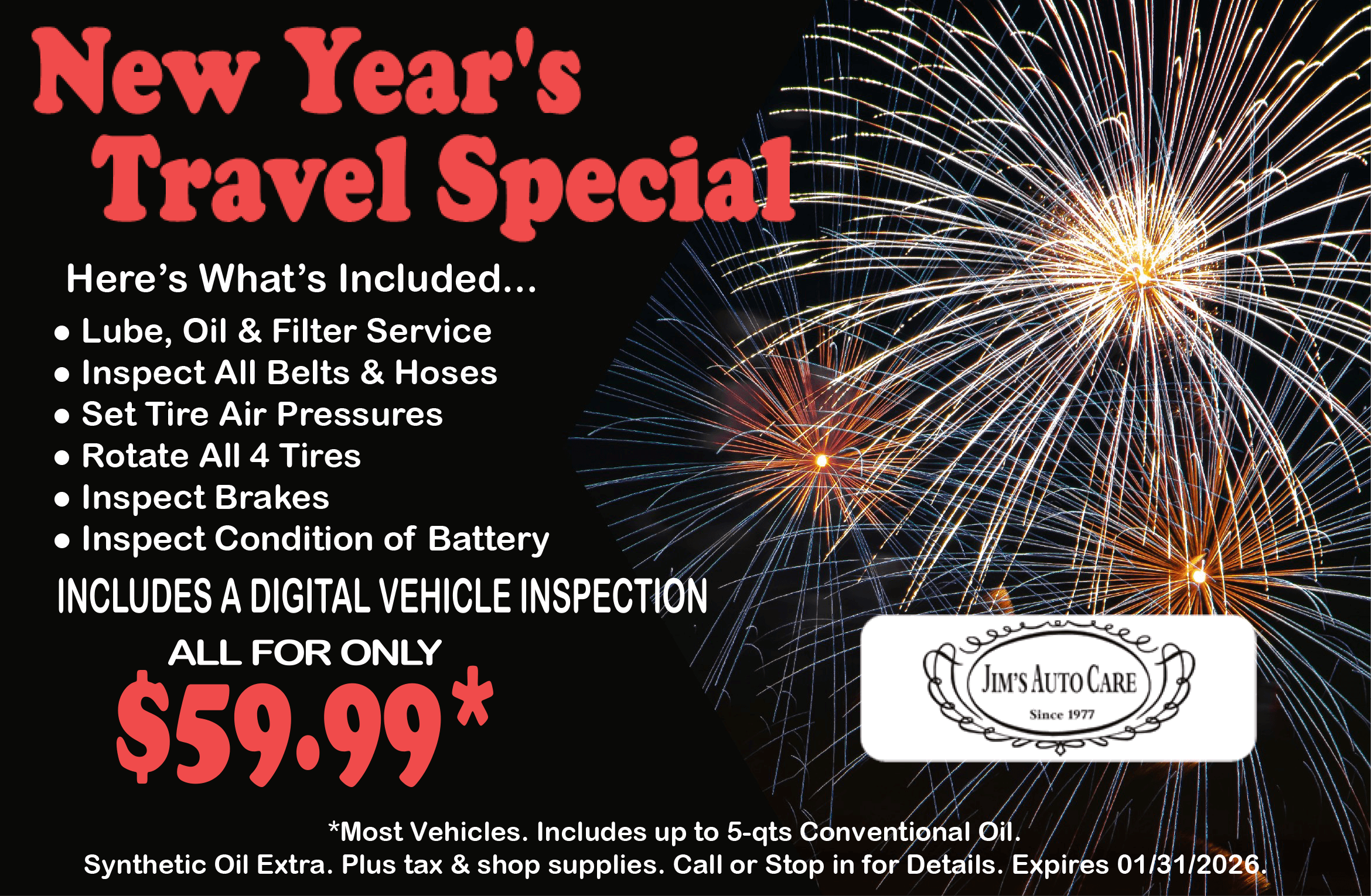 Jim's Auto Care New Years Travel Special