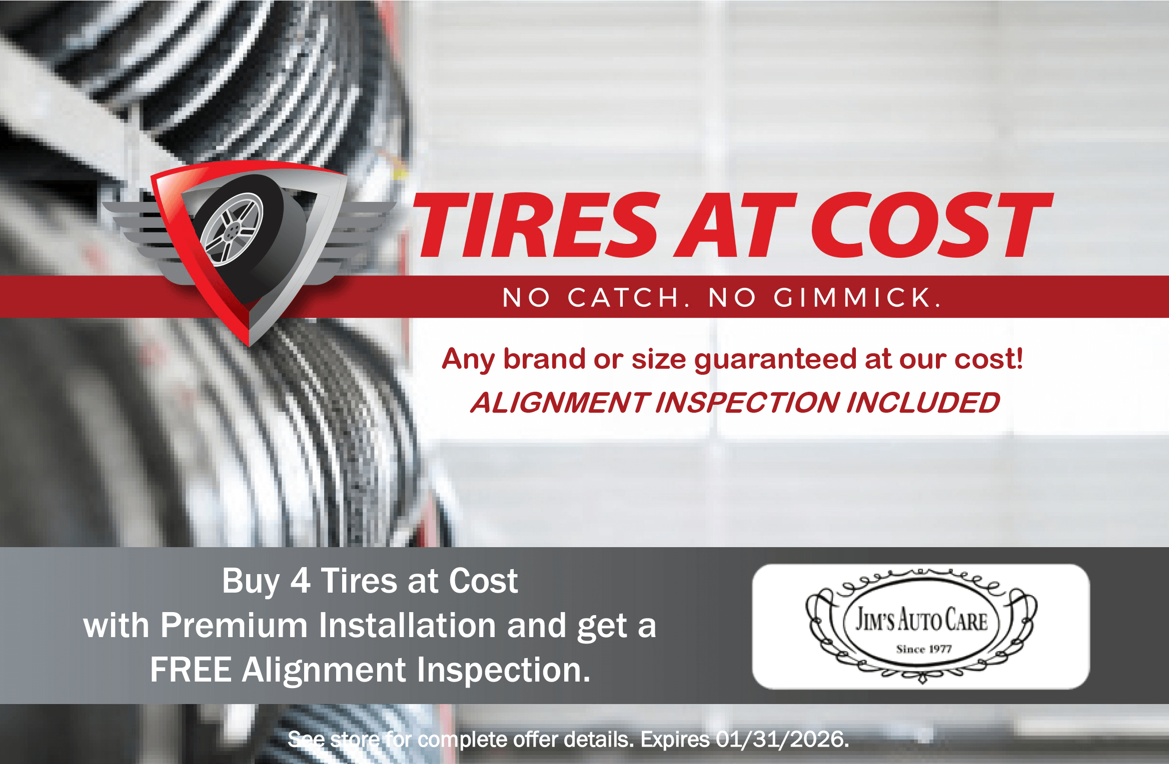 Jim's Auto Care Tires at No Cost 2026