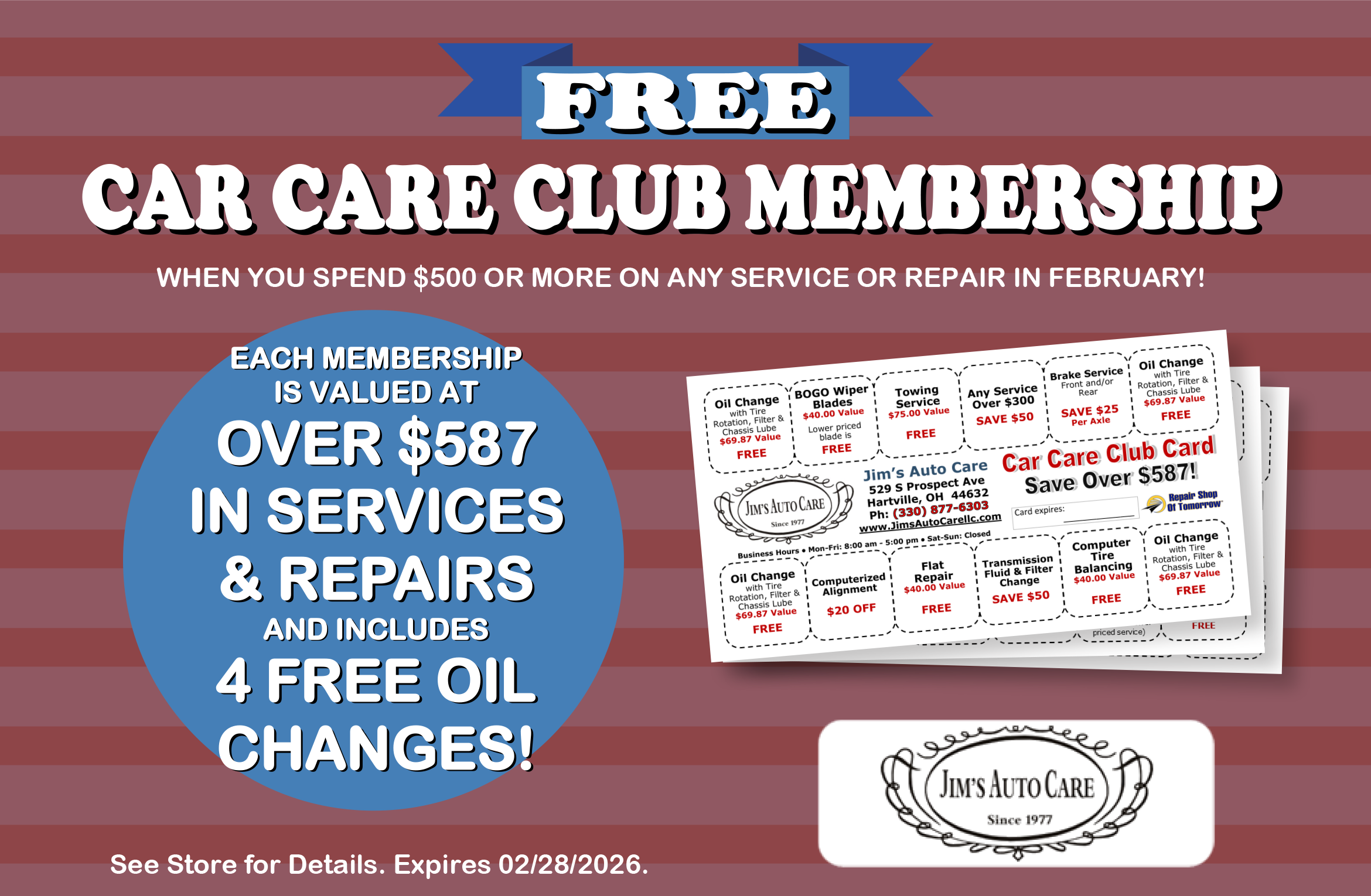 Jim's Auto Care - Coupon - Free Car Care Club Membership